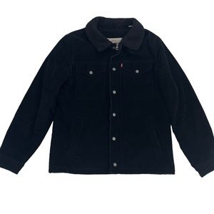 Levi’s Jacket Mens Small Black Trucker Corduroy Faux Fur Sherpa‎ Lined Outdoor